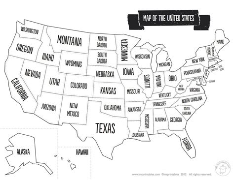 Us Map With State Names Printable