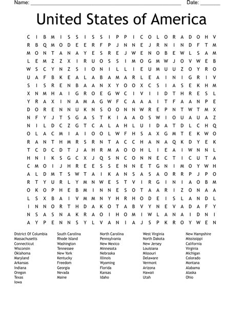 Usa States Word Search Answers Doc