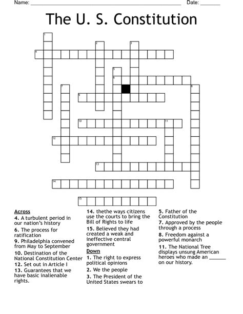 Usatestprep Crosswords Answers U S Constitution Reader