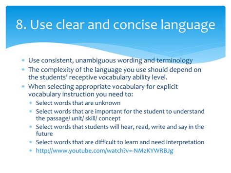 Use clear and concise language.