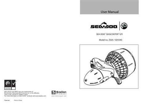 User Manual For SEA-DOO Sea Scooter GTI SD5540 Ebook Reader