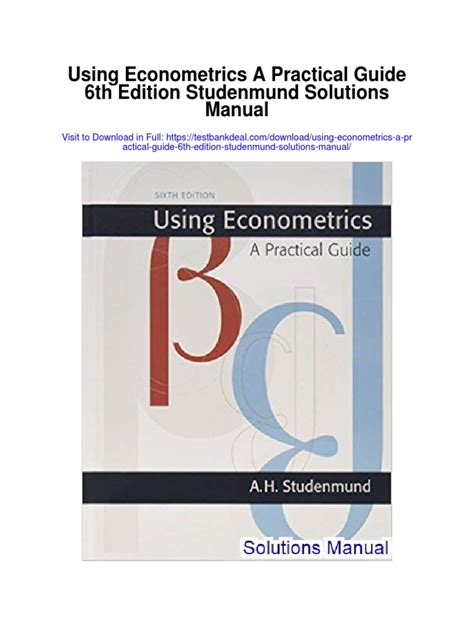 Using Econometrics 6th Studenmund Pdf PDF