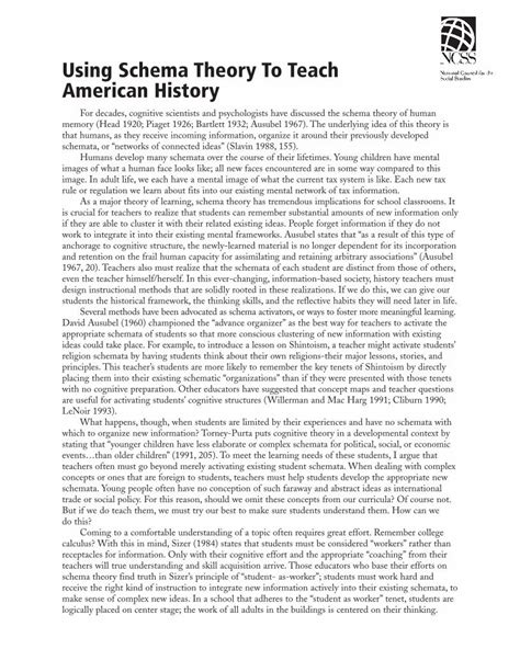 Using Schema Theory To Teach American History Ebook Doc