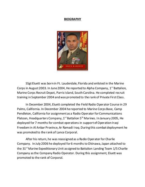 Usmc Biography Template