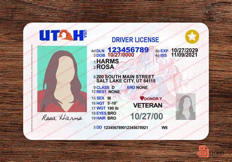 Utah Drivers License Template