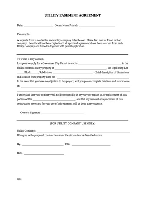 Utility Easement Template