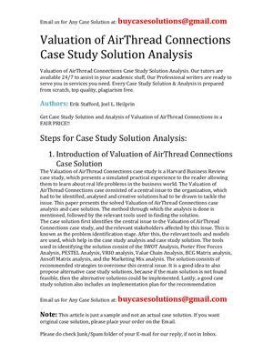 VALUATION OF AIRTHREAD CONNECTIONS CASE STUDY SOLUTION Ebook Doc