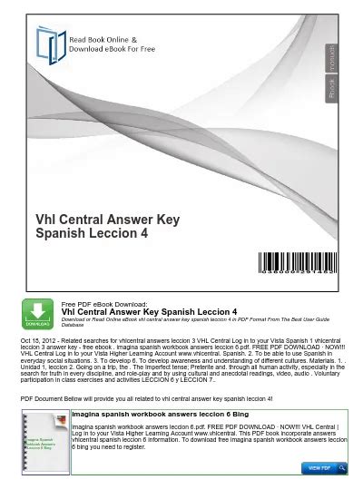VHL CENTRAL SUPERSITE SPANISH ANSWERS Ebook Doc