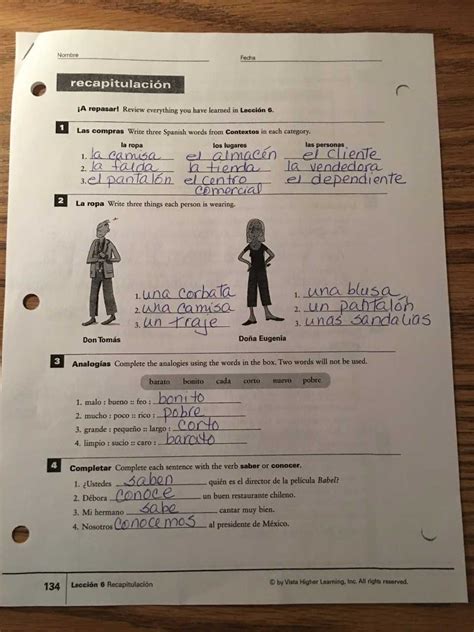 VHLCENTRAL ANSWER KEY SPANISH 2 LESSON 5 Ebook PDF