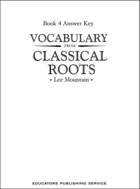 VOCABULARY FROM CLASSICAL ROOTS D ANSWER KEY LESSON 3 4 Ebook Kindle Editon