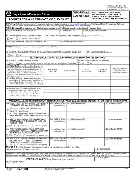 Va Form 26-1880 Printable