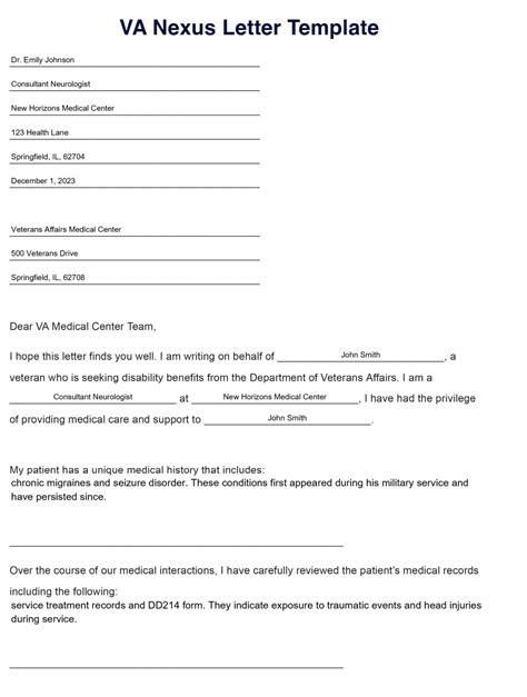 Va Nexus Letter Template