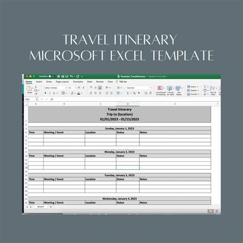 Vacation Itinerary Template Excel