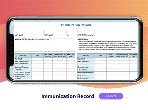 Vaccination Record Template