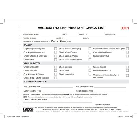 Vacuum truck inspection checklist Ebook Reader