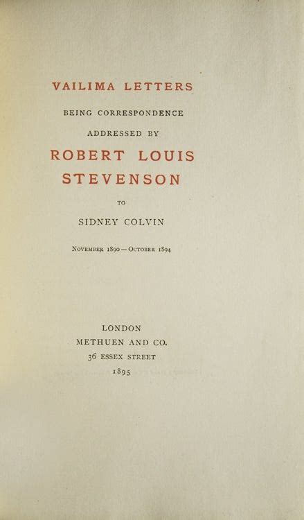 Vailima Letters Being Correspondence Addressed by Robert Louis Stevenson to Sidney Colvin November 1890 October 1894 Epub