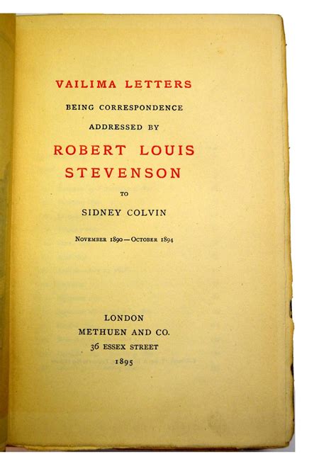 Vailima letters v1 being correspondence addressed by Robert Louis Stevenson to Sidney Colvin November 1890 October 1894 Kindle Editon