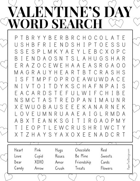 Valentine Word Search Printable