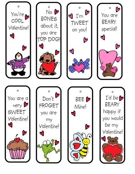 Valentines Day Bookmarks Printable