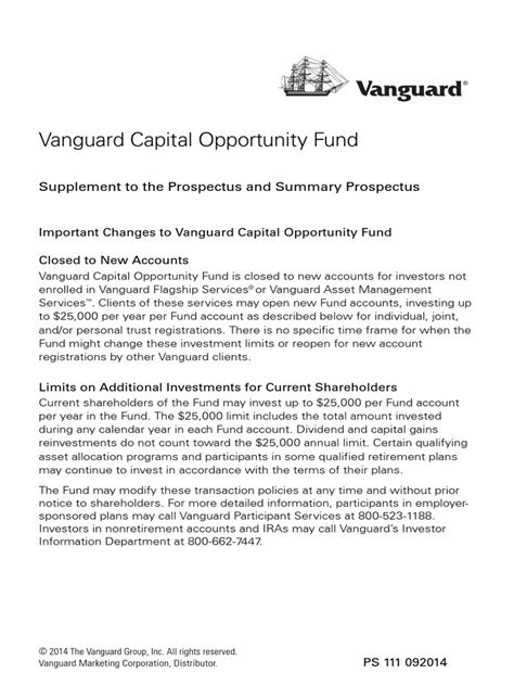 Vanguard Capital Opportunity Fund: A Comprehensive Guide to Investment Opportunities