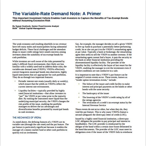 Variable Rate Demand Note: A Comprehensive Guide to the 2.5% Interest Rate Instrument