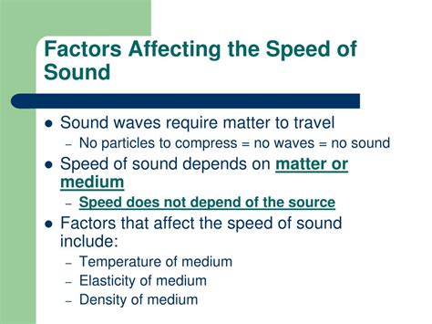 Variables Affecting the Speed of Sound