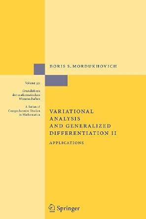 Variational Analysis and Generalized Differentiation II Applications Epub