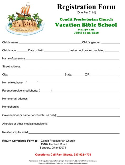 Vbs Registration Form Template