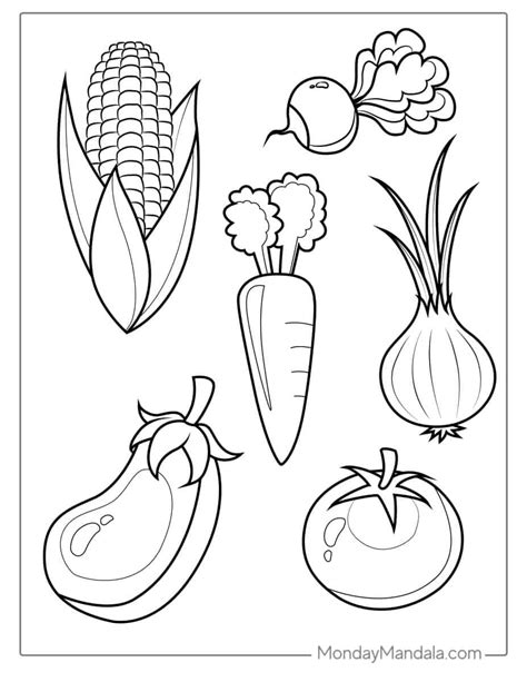 Vegetables Coloring Worksheets