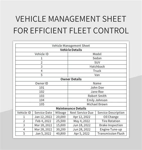 Vehicle Fleet Management Excel Template