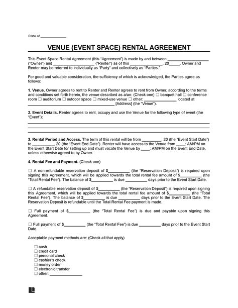 Venue Agreement Template