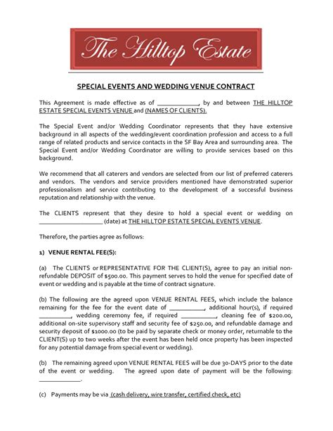 Venue Contract Template