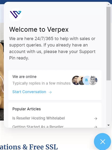 Verpex customer support contact options