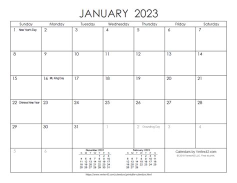Vertex Calendars Printable