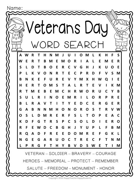 Veterans Day Free Printable Activities