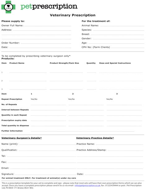 Veterinary Prescription Template