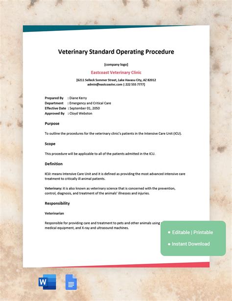 Veterinary clinic sop templates Ebook Epub