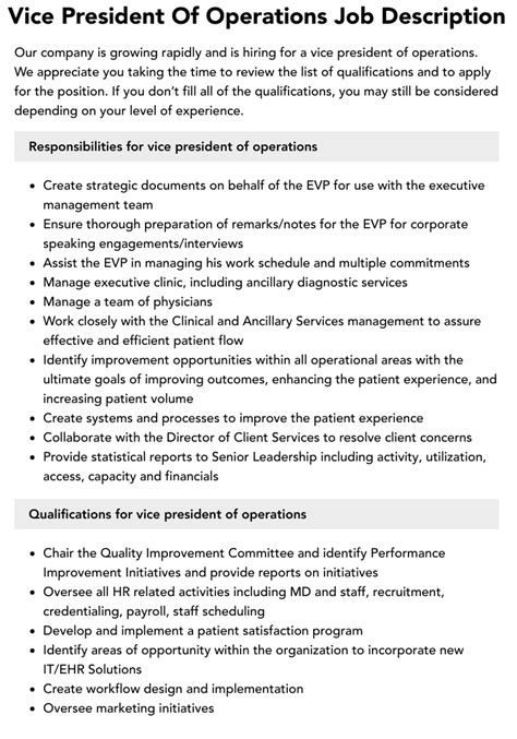 Vice President of Operations Jobs: A Comprehensive Guide