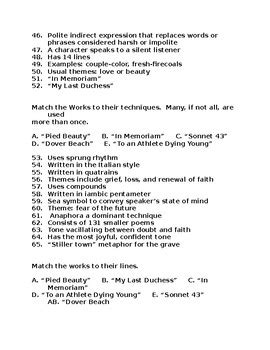 Victorian Poetry Selection Test Answers Doc