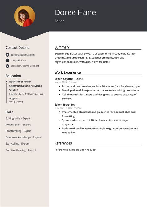 Video Editor Resume Template