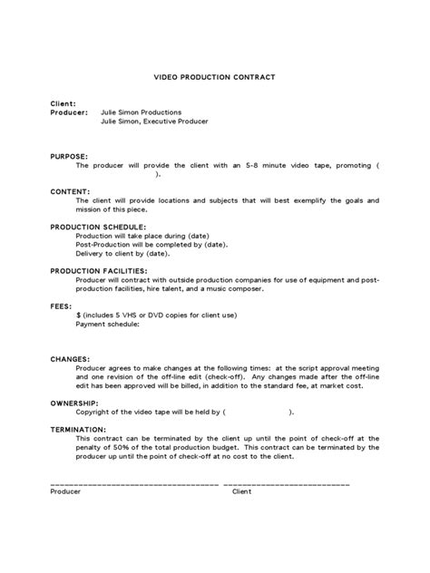 Video Production Contract Template