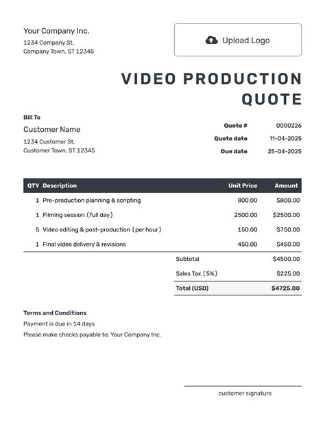 Video Production Quote Template