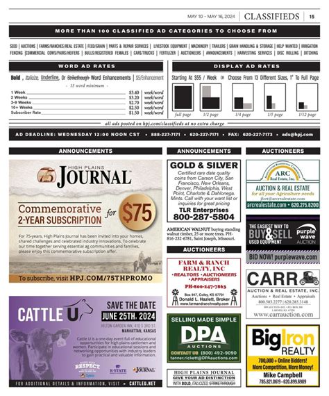 View The Classifieds In PDF Format! - High Plains Journal Reader