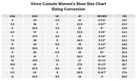 Vince Shoe Size Chart