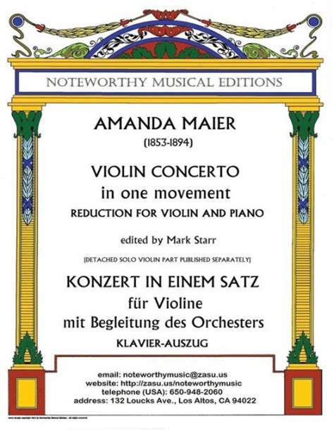 Violin Concerto in One Movement Reduction for Violin and Piano edited by Mark Starr Noteworthy Music English and German Edition Doc