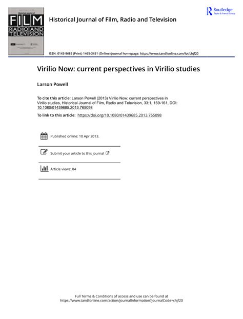 Virilio Now Current Perspectives in Virilio Studies Epub