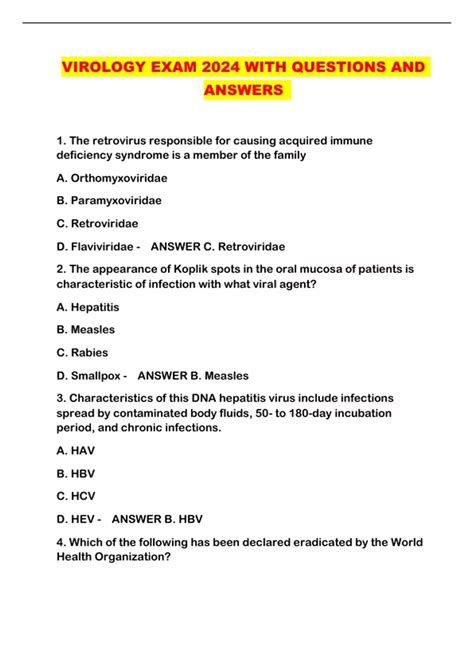 Virology Exam Questions Answers Reader