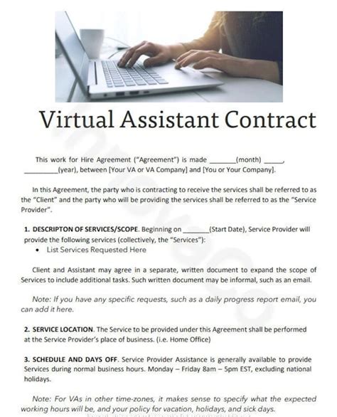 Virtual Assistant Contract Template Free