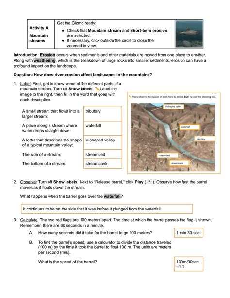 Virtual River Discharge Answer Key Doc