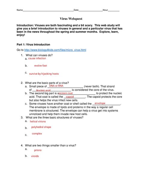 Virus Web Quest Answer Key Kindle Editon